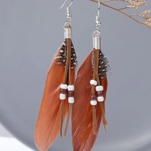 Brown Feather Earrings